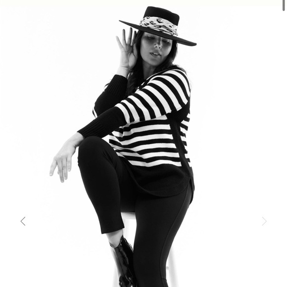 Anthropologie Rebekah Tunic Sweater Parisian Black and White Stripes Medium - Picture 3 of 9